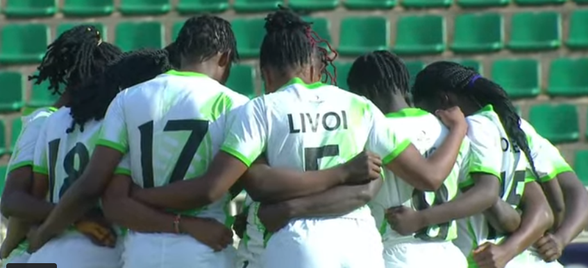 Kenya Lionesses players huddle during the 2025 Safari 7s. PHOTO/Screengrab,