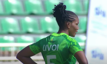 Kenya Lionesses player Faith Livoi during the Safari 7s tournament. PHOTO/Screengrab