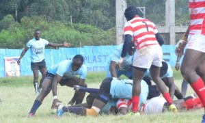 MMUST rugby scrum-half Veron Kaburu in action a Kenya Cup clash against Impala RFC . PHOTO/Scrummage Africa