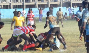 A ruck contest between Impala and MMUST Rugby in Kenya Cup. PHOTO/Scrummage Africa