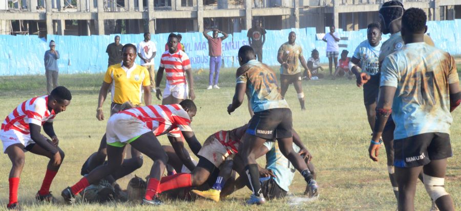 A ruck contest between Impala and MMUST Rugby in Kenya Cup. PHOTO/Scrummage Africa