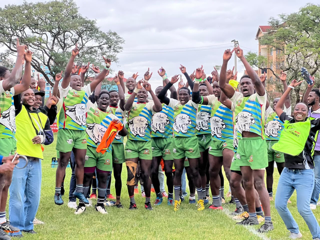 JKUAT Cougars celebrate winning Mwamba Cup. PHOTO/Tabby Nashipae