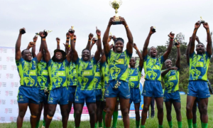 KCB Rugby celebrate winning MET 7s. PHOTO/Tabby Nashipae