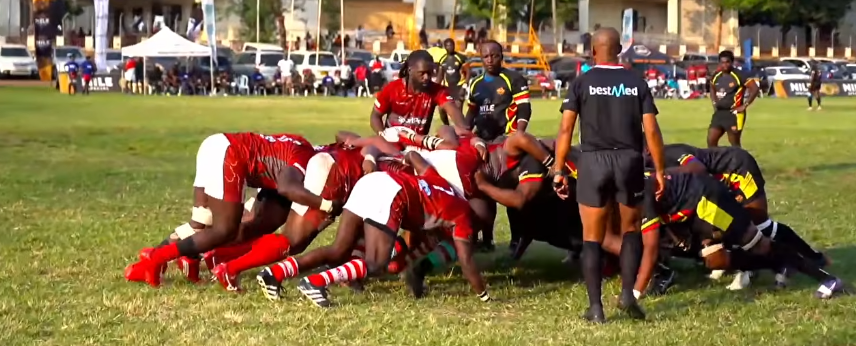 Scrum contest between Kenya Legends and Uganda Legends in Uganda Legends Cup return leg. PHOTO/Screen Grab