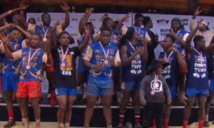 Strathmore Leos celebrate Ruff n Tuff 7s win. PHOTO/Screengrab