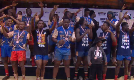 Strathmore Leos celebrate Ruff n Tuff 7s win. PHOTO/Screengrab