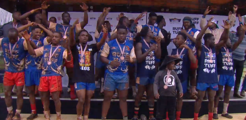Strathmore Leos celebrate Ruff n Tuff 7s win. PHOTO/Screengrab